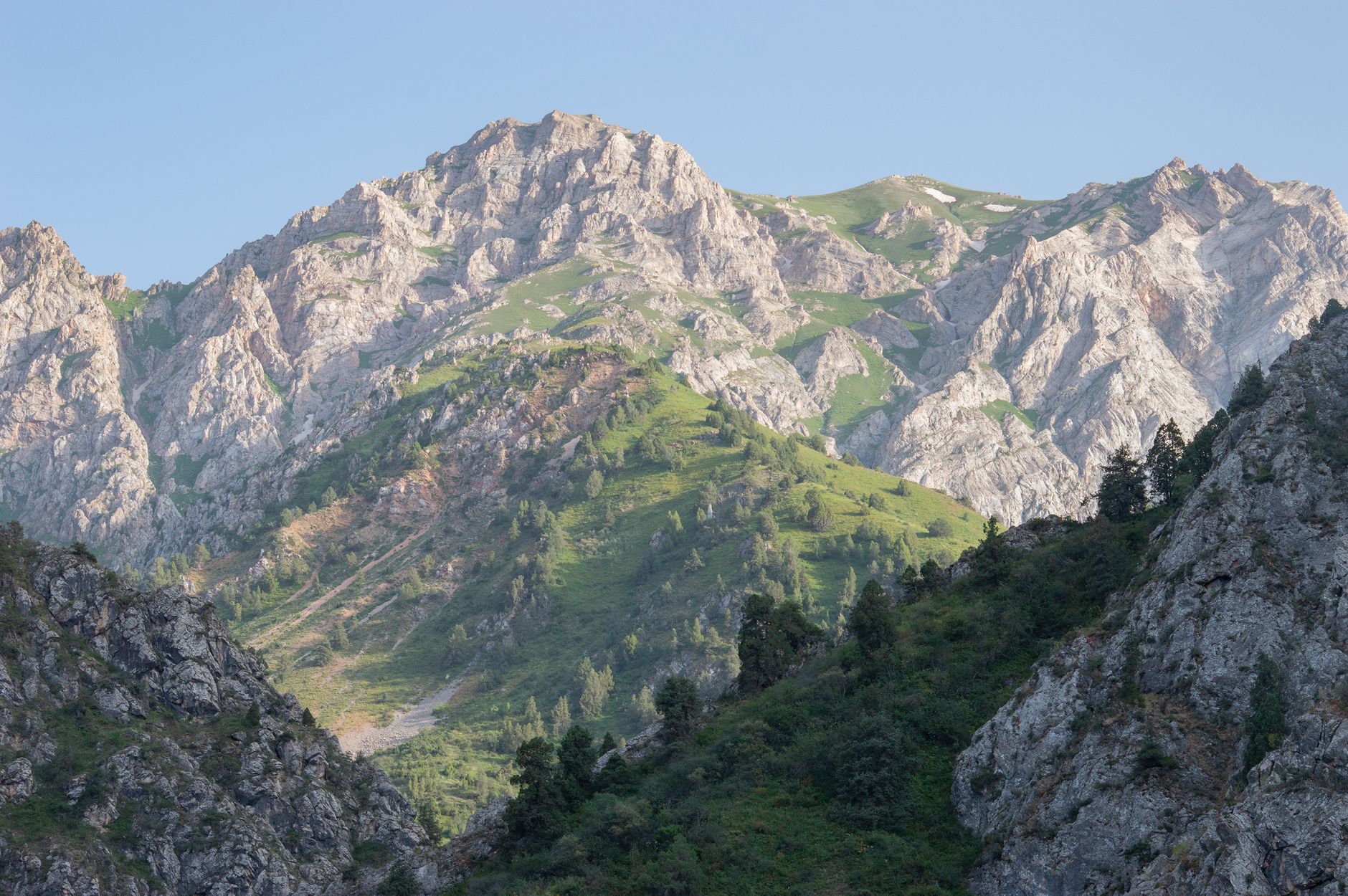 View of rugged mountains in Uzbekistan's natural landscape · Fergana Valley, Uzbekistan