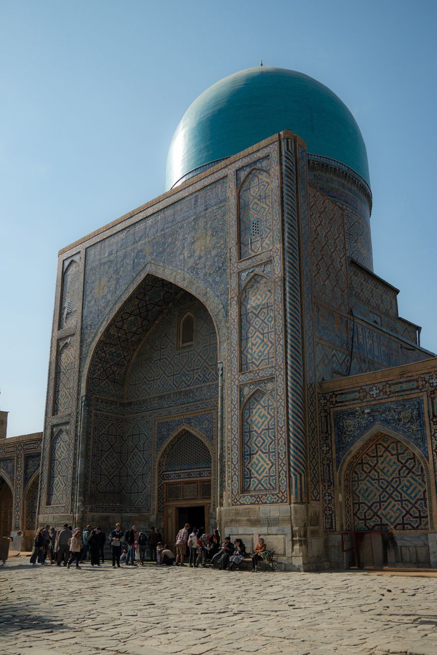 View of the Shah-i-Zinda Mausoleum in Samarkand, Uzbekistan showcasing intricate Islamic architecture · Plan a trip, Uzbekistan