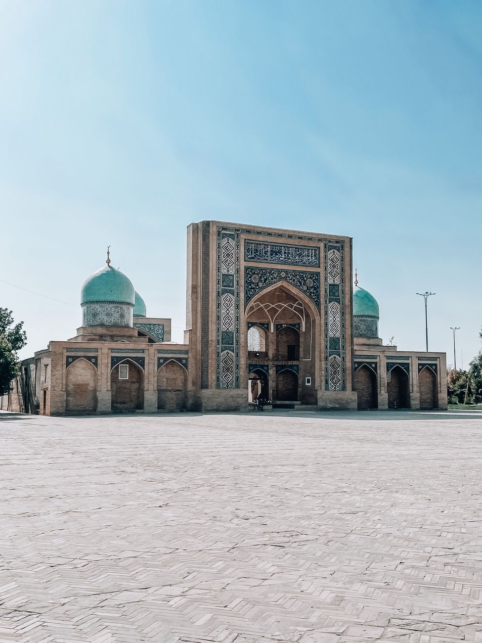 Chor Minor Madrasa in Tashkent with iconic turquoise domes and intricate tile work · Shakhrisabz, Uzbekistan